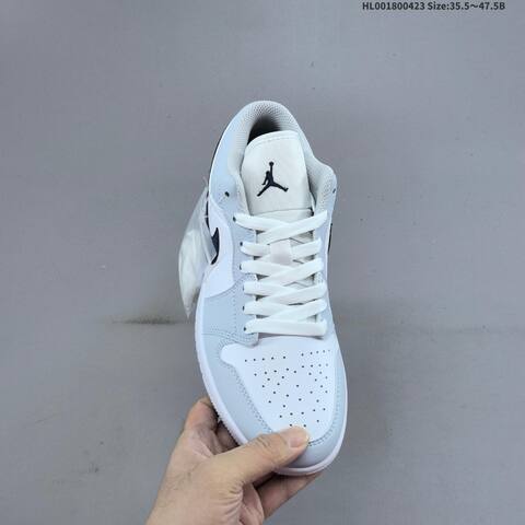 Jordan Air Jordan 1 Low White Light Grey Black 35 5-47 5 Casual - Unisex (BS-66073)