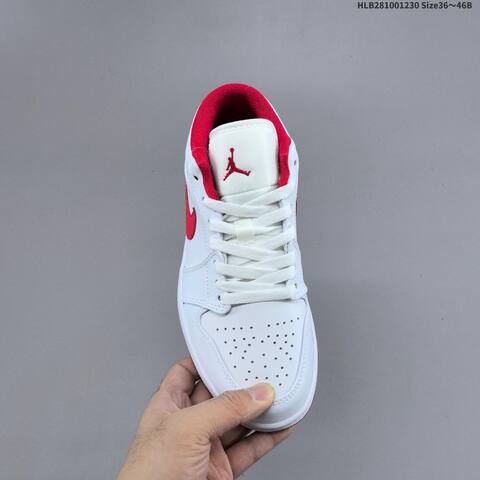 Jordan Air Jordan 1 Low White Red 36 46 Casual - Unisex (BS-67178)