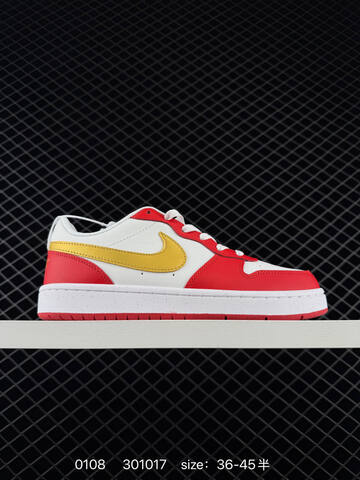Nike Court Borough Low White Yellow Red 36-45 Casual - Unisex (BS-73239)