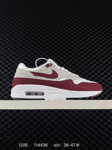 Nike Air Max 1 White Light Gray Burgundy 36-47 5 Lifestyle - Unisex (BS-73480)