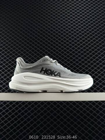 HOKA Bondi 9 Grey White Black EU 36-46 Running Shoe Running Sneakers Unisex BS-86609