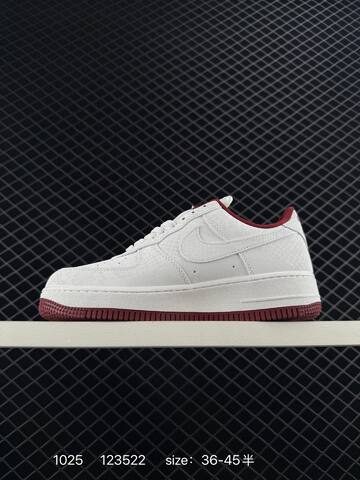Nike Air Force 1 07 White Burgundy 36-45 Casual - Unisex (BS-74595)