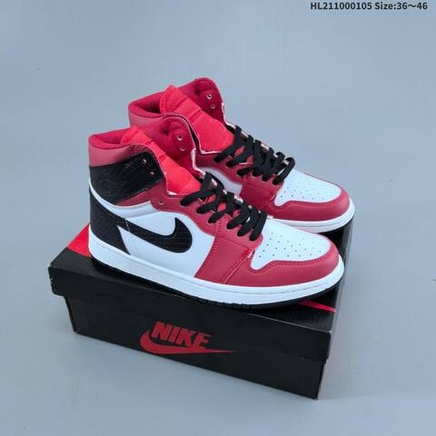 Nike Air Jordan 1 Retro Mid White Black Red 36-46 Basketball - Unisex (BS-67098)