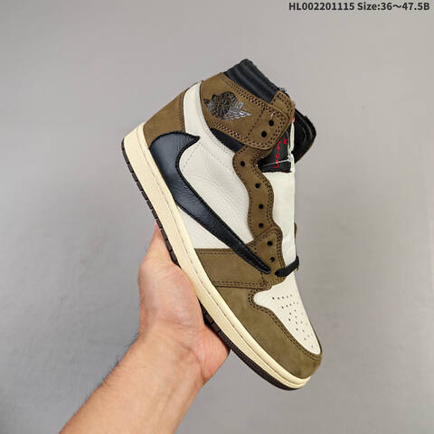 Jordan Travis Scott x Air Jordan 1 High OG TS SP Sail Dark Mocha Black EU 36-47 5 Basketball - Unisex (BS-63678)