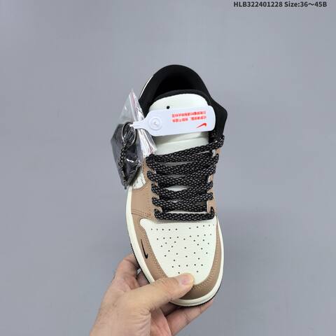 Jordan Air Jordan 1 Low White Tan Black EU 36-45 Casual - Unisex (BS-67219)