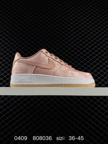 Nike Air Force 1 07 LV8 Multiple Colorways Rose Pink Satin With White Midsole And Gum Outsole Royal Blue Satin With White Midsole And Gum Outsole Sail Brown Cow Print With Red Laces And Dark Brown Outsole Off-white Canvas Monochrome EU 36-45 Lifestyle - Unisex (BS-72215)