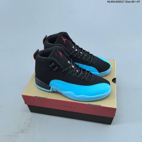 Jordan Air Jordan 12 Retro Black Gamma Blue Red 36 47 Basketball - Unisex (BS-65942)