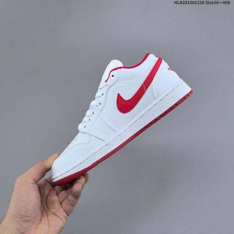 Jordan Air Jordan 1 Low White Red 36 46 Casual - Unisex (BS-67178)