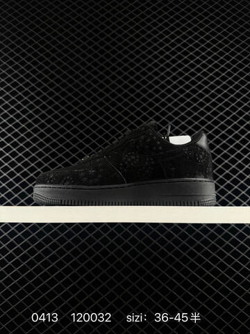 Nike Air Force 1 07 Low Black With Gold Accents Light Beige White Paisley Suede EU 36-45 Half Sizes Available Lifestyle - Unisex (BS-72141)
