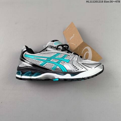 ASICS Gel Kayano 14 Silver White Black Turquoise EU 36-47 Running Shoe Running Sneakers - Unisex (BS-69140)
