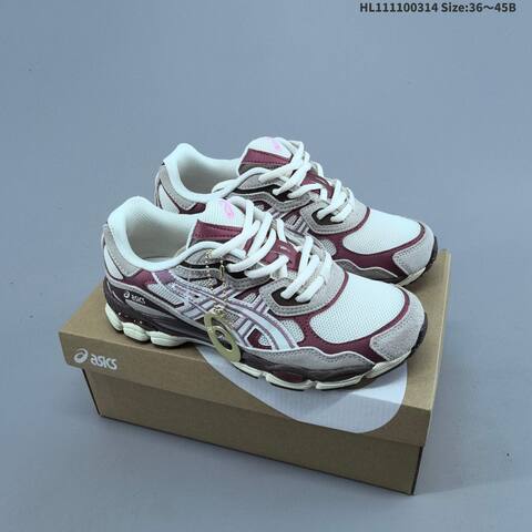 ASICS GEL-NYC 1203A788-100 Cream Burgundy Grey Brown EU 36-45 Running Shoe Running Sneakers - Unisex (BS-68995)