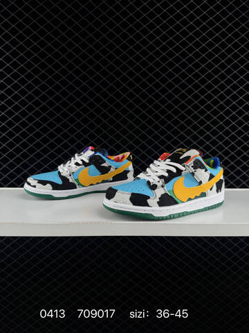 Nike SB Dunk Low Pro Ben Jerry s Chunky Dunky Blue Fury Chunky Dunky Cow Print Yellow Swoosh Green Outsole Multicolor Accents EU 36-45 Skate - Unisex BS-72146
