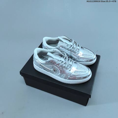 Nike Air Jordan 1 Retro Low OG Burgundy Silver Cream 35 5 47B Lifestyle - Women's (BS-65783)