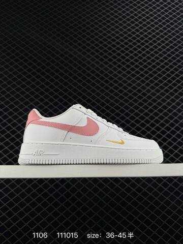 Nike Air Force 1 Low White With Pink Black Gray Cream Swoosh Options And Gold Mini Swoosh EU 36-45 5 Lifestyle - Unisex (BS-74331)