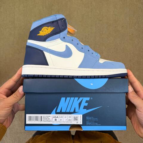 Jordan Air Jordan 1 High OG First In Flight FD2596-400 Sail University Blue Navy USA 8 EU 41 Basketball Shoe - Men s BS-87233