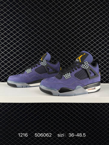Jordan Air Jordan 4 Retro Purple Black Grey Yellow White EU 36-48 5 Basketball Shoe - Unisex BS-80051