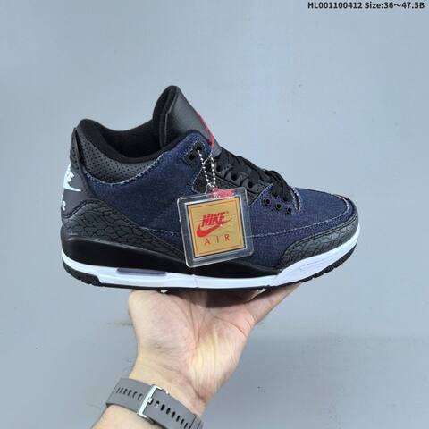 Jordan Air Jordan 3 Black Navy Denim White Red EU 36-47 5 Basketball - Unisex (BS-66229)