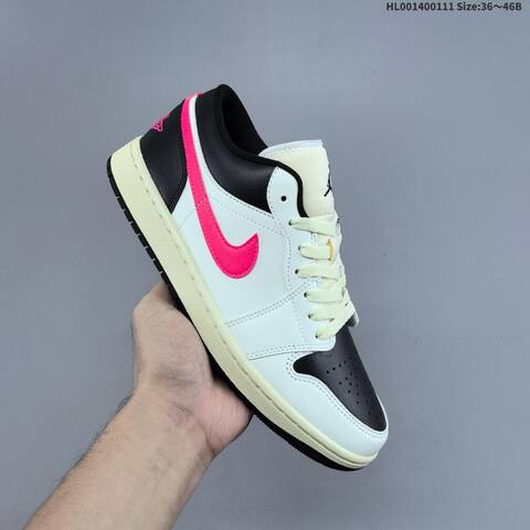 Jordan Air Jordan 1 Low White Black Pink 36 46B Lifestyle - Women's (BS-67007)