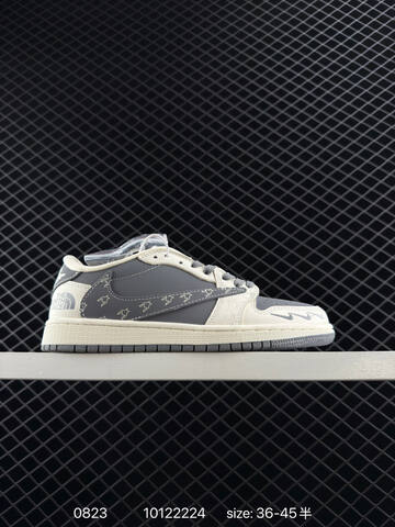 Jordan Air Jordan 1 Low Travis Scott Reverse Mocha Custom Sail Grey Olive White EU 36-45 Sneaker - Unisex (BS-80847)