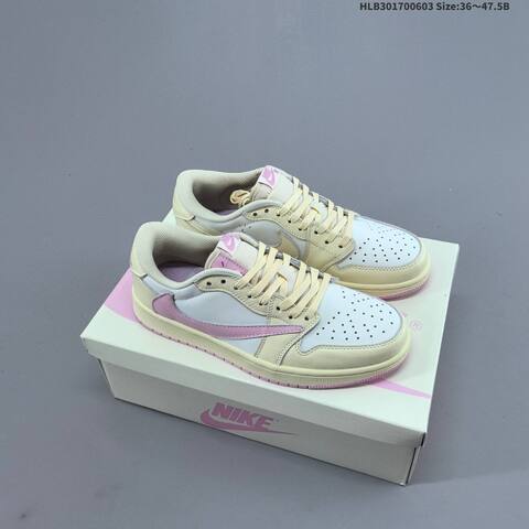 Nike Air Jordan 1 Low x Travis Scott White Pink Cream Pastel 36 47 5 Lifestyle - Unisex (BS-65813)