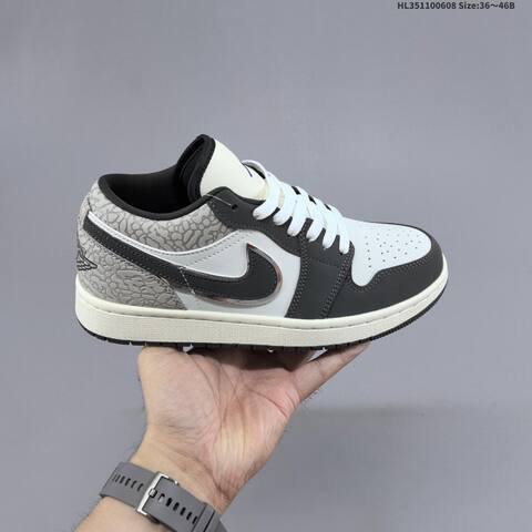 Jordan Air Jordan 1 Low Black White Grey 36 46B Casual - Women's (BS-65795)