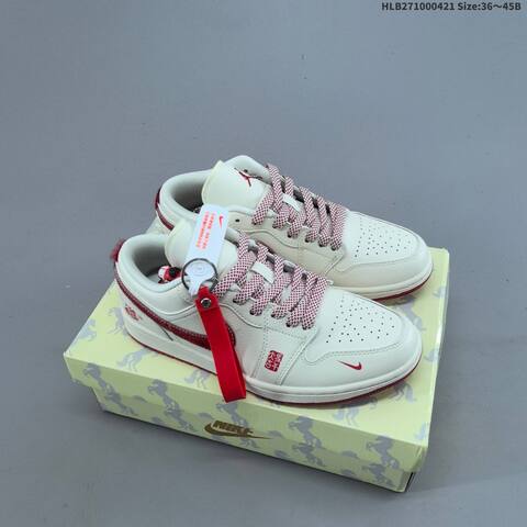 Nike Air Jordan 1 Low Black White Red 36 45 Casual - Unisex (BS-66107)