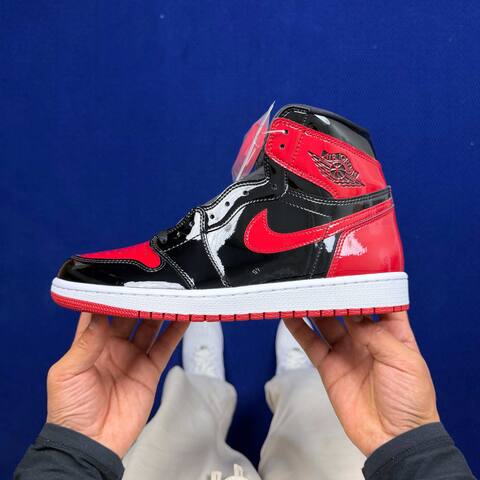 Jordan Air Jordan 1 Retro High OG Patent Bred 555088-063 Black Red White EU 42 5 Basketball Shoe - Men's (BS-87159)