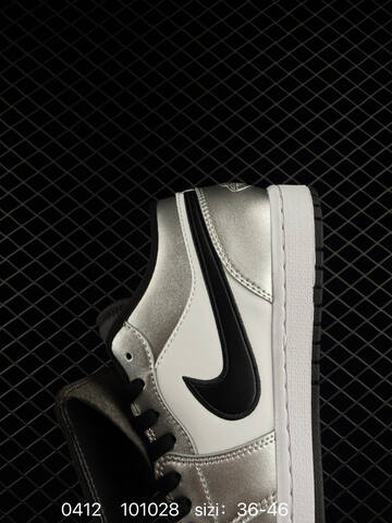 Jordan Air Jordan 1 Low White Metallic Silver Black EU 36-46 Sneaker - Unisex BS-79502