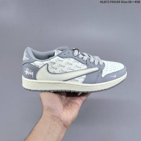Nike Air Jordan 1 Low Travis Scott x Louis Vuitton DIY White Gray Cream 36 45 Lifestyle - Unisex (BS-67090)