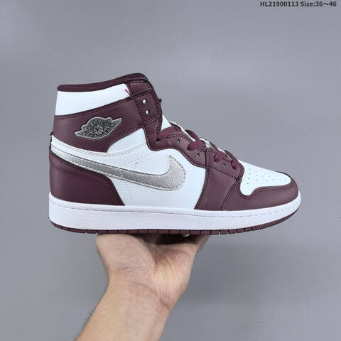 Nike Air Jordan 1 Retro High OG White Burgundy Gray 36 46 Basketball - Unisex (BS-62025)