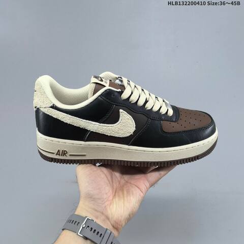 Nike Air Force 1 07 Low Black Tan Brown Beige EU 36-45 Sneaker - Unisex BS-60842
