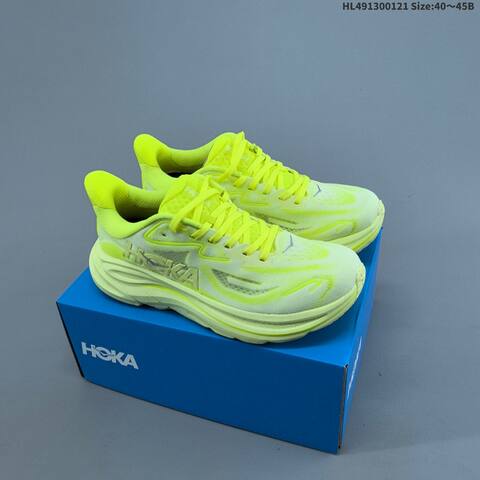 HOKA Clifton 10 Off White Burgundy Yellow Teal EU 36-40 Running Shoe Running Sneakers - Unisex (BS-69397)
