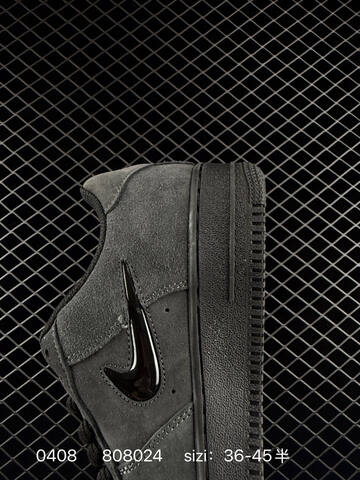 Nike Air Force 1 07 Triple Black Anthracite Suede With Glossy Black Swoosh EU 36-45 Half Sizes Available Lifestyle - Unisex (BS-72249)