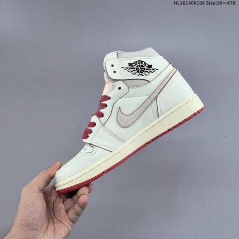 Nike Air Jordan 1 Retro High White Grey Red 36-47 Basketball - Unisex (BS-67054)