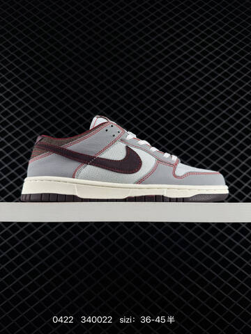 Nike Dunk Low Retro Grey White Burgundy Brown With Red Contrast Stitching EU 36-45 Half Sizes Available Skate - Unisex (BS-71945)
