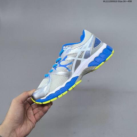 ASICS Gel-Nimbus 16 White Silver Blue Neon Yellow EU 36-45 Running Shoe Running Sneakers - Unisex (BS-68757)