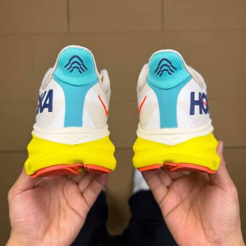 HOKA Clifton 9 White Yellow Orange Blue Running Shoe Running Sneakers (BS-86861)