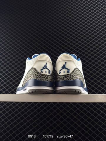 Jordan Air Jordan 3 Retro True Blue White Blue Grey Orange EU 36-47 Basketball Shoe - Unisex BS-80722