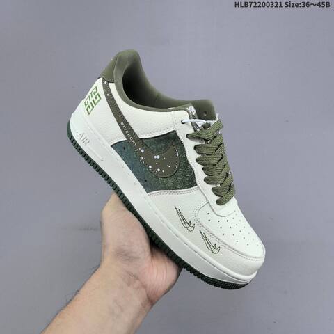 Nike Air Force 1 07 LV8 SY1388-035 Off White Dark Olive Green White EU 36-45 Skate Shoe - Unisex BS-61223