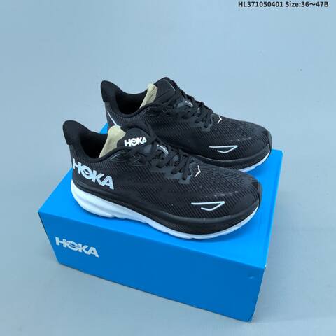 HOKA ONE ONE Clifton 9 Light Grey White Black EU 36-47 Running Shoe Running Sneakers - Unisex (BS-69364)