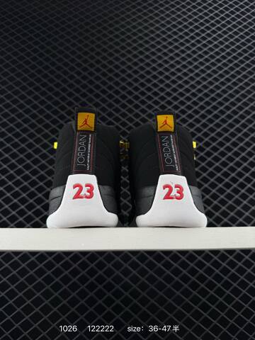 Jordan Air Jordan 12 Retro Flu Game Black White Red Yellow EU 36-47 Basketball Shoe - Unisex BS-80433