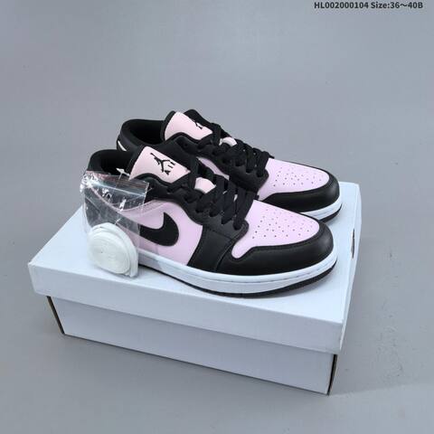 Jordan Air Jordan 1 Low Black Pink White 36 40B Casual - Women's (BS-67122)