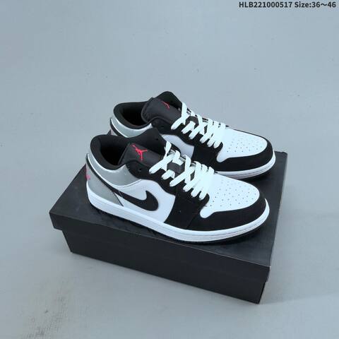 Jordan Air Jordan 1 Low Black White Silver Red 36 46 Casual - Unisex (BS-65947)