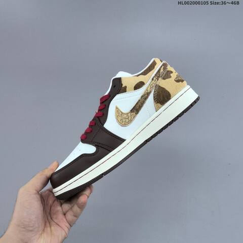 Jordan Air Jordan 1 Low White Brown Burgundy Gold 36 46B Casual - Women's (BS-67099)