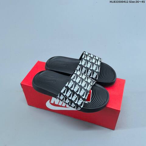 Nike Victori One Slide Black White Dark Purple Light Green EU 36-45 Slides - Unisex (BS-60801)