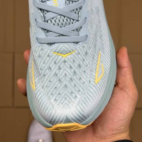 HOKA ONE ONE Clifton 9 Light Blue White Yellow Running Shoe Running Sneakers (BS-86862)