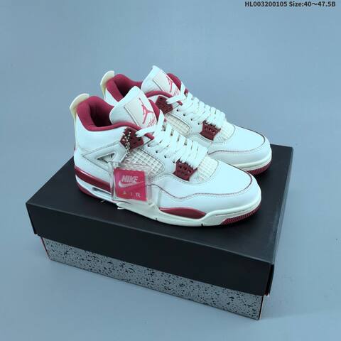 Jordan Air Jordan 4 Retro White Sierra Red 40 47 5 Basketball - Men's (BS-67103)