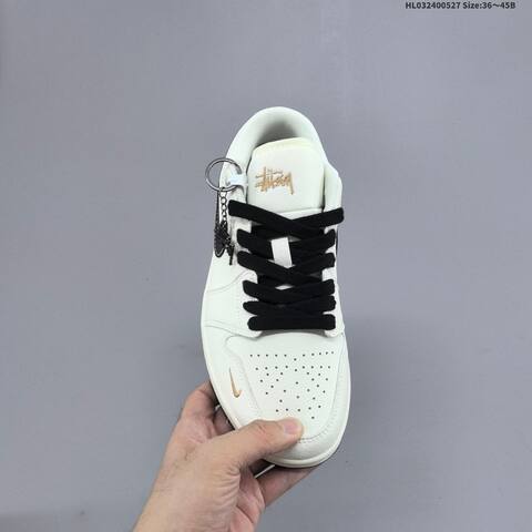 Jordan Air Jordan 1 Low White Black Gold EU 36-45 Basketball - Unisex (BS-65857)