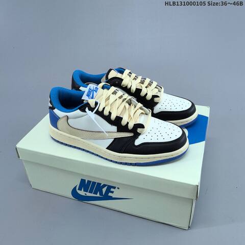 Jordan Air Jordan 1 Low x Travis Scott Black White Olive Blue Mixed Colorways EU 36-46 Casual - Unisex (BS-67107)