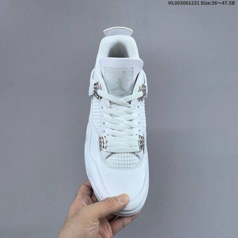 Jordan Air Jordan 4 Retro White Metallic Silver 36 47 5 Basketball - Unisex (BS-67164)